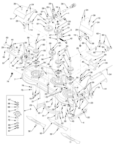 Deck Assembly Diagram and Parts List for 291 190100 Cub Cadet Lawn Tractor